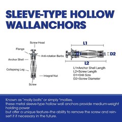Zinc Plated Steel Molly Bolt Hollow Drive Wall Anchor Screws Set for Drywall