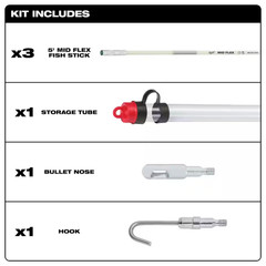 15 Ft. Mid Flex Fiberglass Fish Stick Kit with Accessories