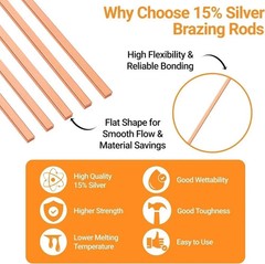 15% Silver Brazing Rods AWS Bcup-5 40 Sticks Silver Solder Phos Copper Brazing A