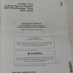 Genuine JOHN DEERE 1770NT PLANTER OPERATORS MANUAL OMA74672