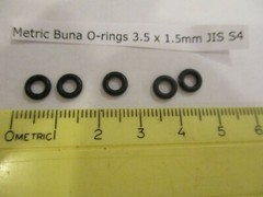 3.5mm ID x 6.5mm OD x 1.5mm thick O-ring. JIS S4 Buna-70. Quan 5..
