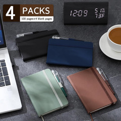4 Pack Small Notebook Pocket Notebook, A6 Mini Leather Hardcover Journal, 3.7″ X
