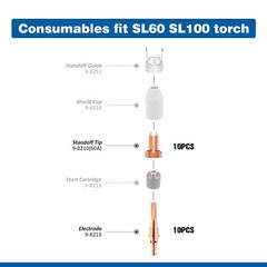 20Pcs 60A Plasma Consumables for Thermal Dynamics SL60 SL100 PK20 9-8215 9-8210
