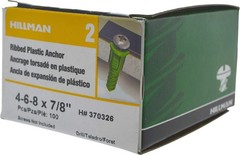 Hillman 370326 Ribbed Plastic Anchor, 4-6-8 X 100 count (Pack of 1), Yellow