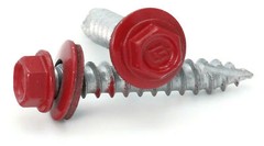 #14 Hex Washer Head Roofing Screws Mechanical Galvanized | Crimson Red Finish