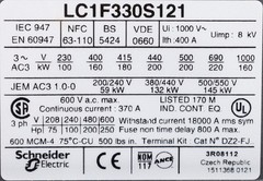 Telemecanique LC1F330S121 3-Phase Contactor 1000VAC 330A 24VDC Coil