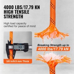 VEVOR Arborist Tree Climbing Rope Double Braid Polyester 3/8″ x 120′ 48-Strand