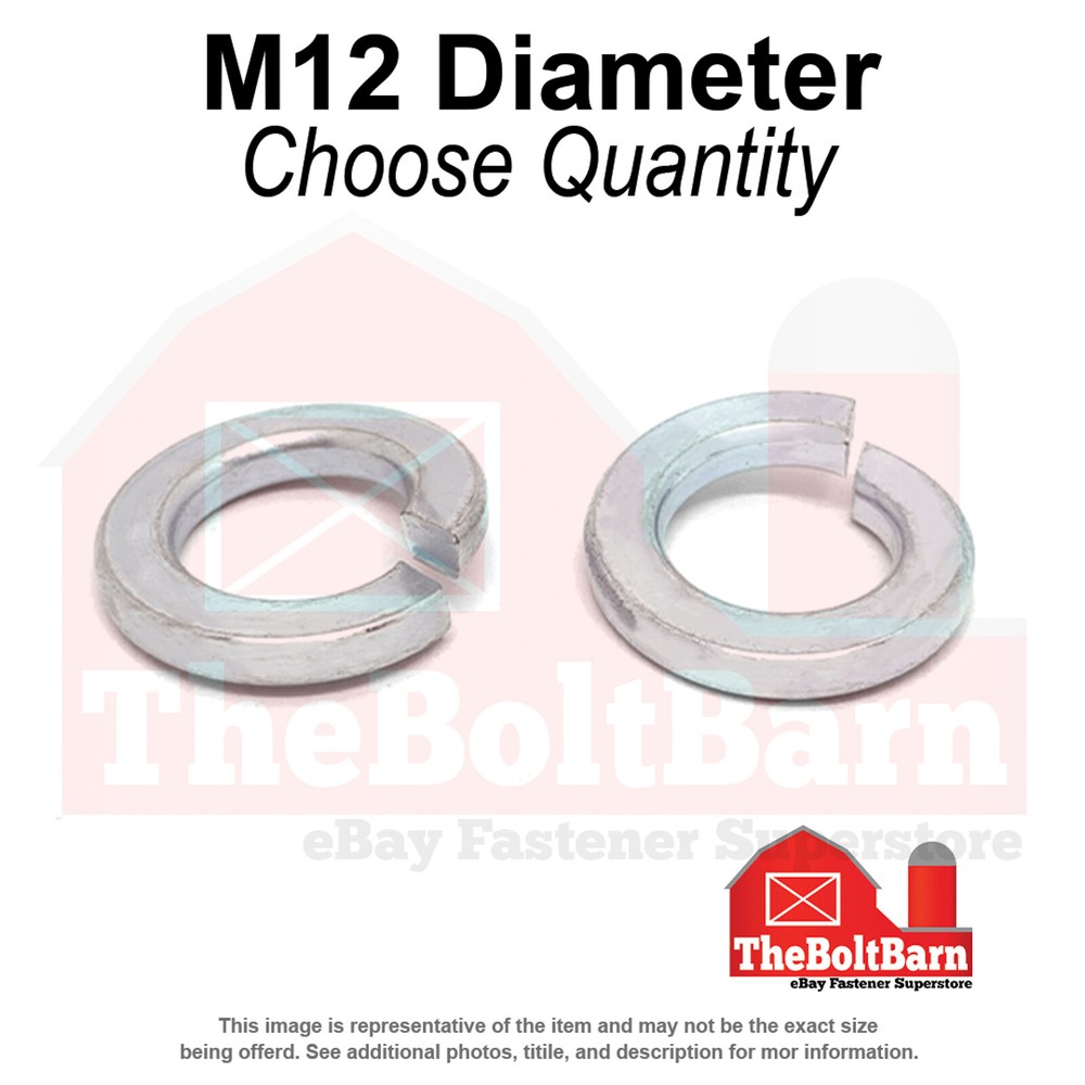 M12 Class 10 Split Lock Washers Zinc Clear (Pick Quantity)