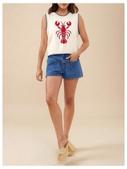 Verdusa Womens Lobster Crochet Tank Tops Sweater Vest Sleeveless Knit Tops