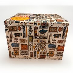 Retro 70s Ballonoff Metal Tin Home Porta File Box w/ Key 12-1/2 x 10 x 6–1/2 Vtg