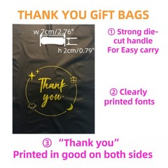 100PCS Pink Thank You Gift Bag Reusable Plastic Bag for Boutique,Retail shopping