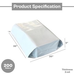 30″ x 36″ Expansion Poly Mailers 5″ Bottom Gussetted 3 Mil Envelopes 200 Pieces