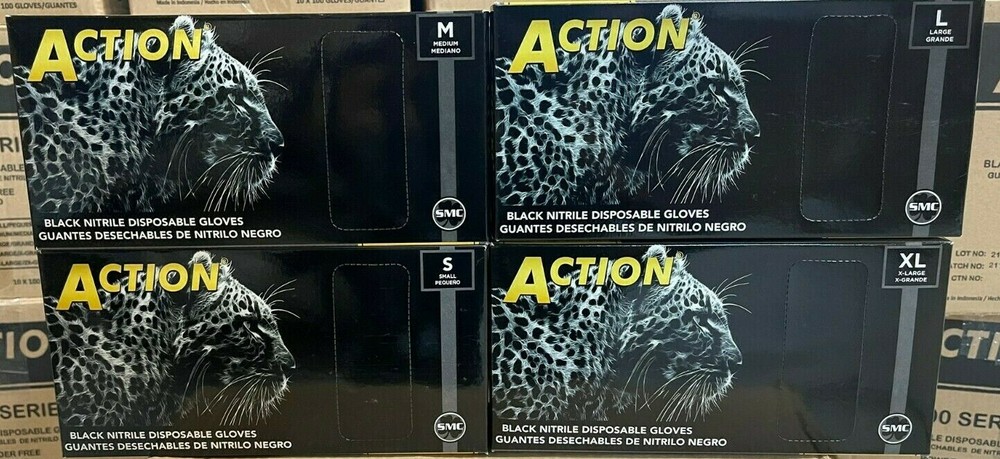 1000 PCS Shamrock Action Industrial Black NitrileTextured 6 MIL Gloves S M L XL