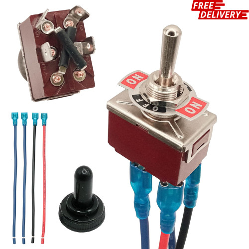 Momentary Reverse Polarity Switch 12V 30A | DPDT 4-Pin (ON)-Off-(ON) Toggle Swit