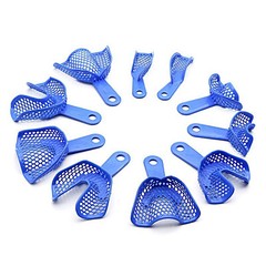 2Pcs Dental Impression Trays Plastic-Steel Denture Autoclavable Upper + Lower