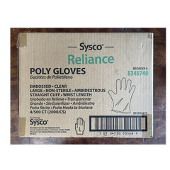 Sysco Reliance Poly Gloves Large Clear Polyethylene Powder-Free 8348740