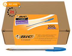BIC Cristal Xtra Smooth Ballpoint Pen, Medium 1.0 1 Count (Pack of 100), Blue
