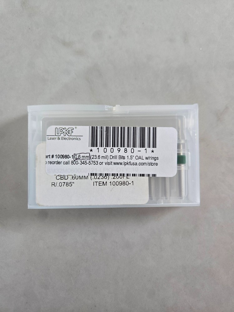LPKF 100980-1 Drill Bit 0.6mm 1.5″ OAL w/rings