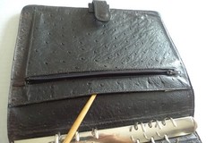 MULBERRY – A5 OSTRICH TEXTURED LEATHER PLANNER & PAPER SHEETS – MADE IN UK