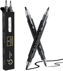Black Acrylic Paint Pen | Set 2 Black Acrylic Paint Marker Dual Tip (Fine 0,7mm