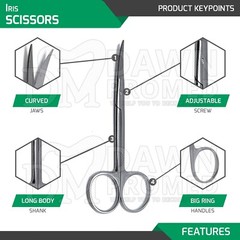 Iris Scissors 3.5″ Curved Jaws Dental Veterinary Surgical Instruments German Gr