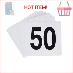 Winco 1-50 Plastic Table Numbers, White, Black