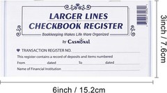 Larger Lines 20 Pack Checkbook Register, Check Registers for Personal Use