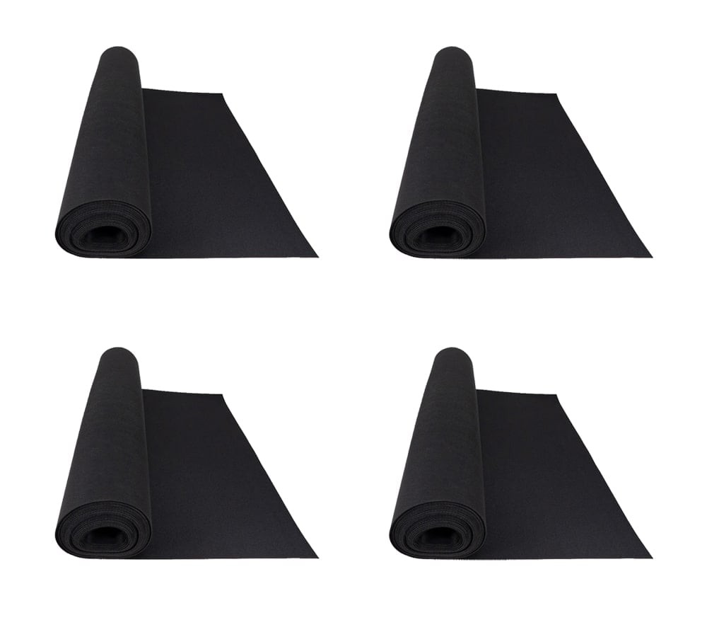 (4 Pack) 20’x27″ Black Neoprene Floor Runner w/ Non Skid Bottom