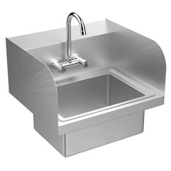 Wall Mount Hand Wash Sink – Commercial Kitchen Stainless Steel w Side Splashes