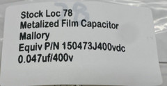 Mallory 150M series metalized film capacitor axial lead 0.047uf/400V, 473J400V