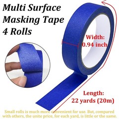 Versatile Blue Adhesive Tape – 4 Rolls, 0.94in x 22yd, Perfect for DIY Projects