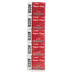 ACCO Paper Clips, Jumbo, Smooth, Economy, 10 Boxes, 100/Box (72580),Silver