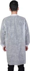 Case of 50 Disposable Lab Coats 2 Pockets w/ Knitted Cuffs Collar (S-2XL)