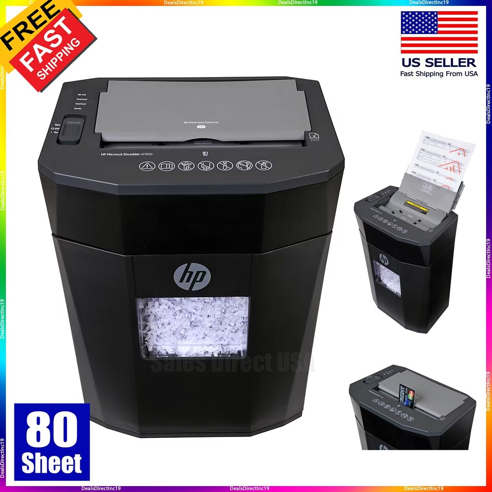 Paper Shredder Micro Cut HP AF890 80 Sheet Autofeed Microcut Credit Cards NEW