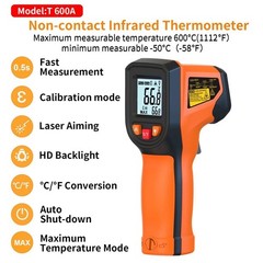 NJTY T600 Infrared Thermometer Laser Temperature Gun For Cooking Pizza Oven Gril