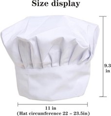 White Chef Hat for Men Women Adults,Elastic Band Adjustable Cotton Chefs Hat Hi