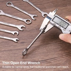 Thin Combination Wrench 3/16″ with 12-Point Ended 15°Angled Open End