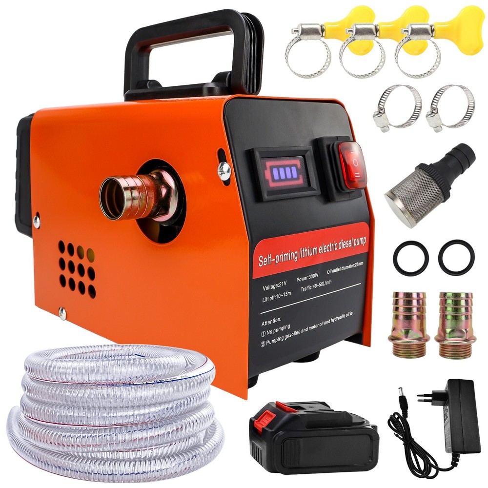 300W Fuel Transfer Pump 1500mAH Electric Oil Pump 50L/Min Diesel Transfer Pump