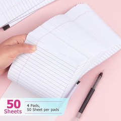 ZZTX Legal Pads 5 x 8 Inch Lined 50 Sheets, 4 Pack (White) 8.5″ x 11″, White