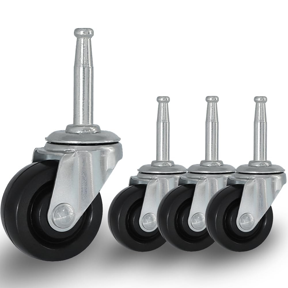 1-1/2 Inch Vintage Antique Swivel Caster Wheels, Rubber Casters 5/16 Inch x 1-1/