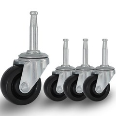 1-1/2 Inch Vintage Antique Swivel Caster Wheels, Rubber Casters 5/16 Inch x 1-1/