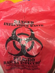 25x RED 1.2 mil Trash can bags DANGER Infectious Waste 12-16 gal Liners 23×30