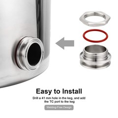 2 PCS 1.5 Inch Tri Clamp Weldless Bulkhead Stainless Steel Compression Fitting