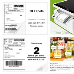 Premium 8.5×5.5 Half Sheet Shipping Label Self Adhesive 2 Per Sheet Laser Inkjet