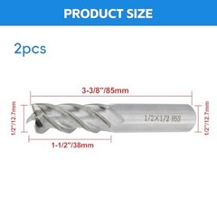 Square End Mill 1/2″ Cutting Dia X 1/2″ Shank Dia 4 Flute Straight End Mill Cut