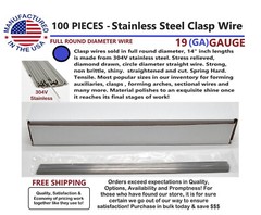 14 inch FULL ROUND Dental Stainless Steel Clasp Wire – 19 (GA) Gauge -100 Pieces