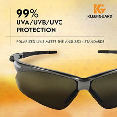 KleenGuard™ V30 Nemesis™ Polarized Safety Glasses (56568), Smoke Grey Lenses, Gu