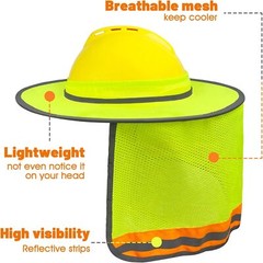 EvridWear Hard Hat Sun Shade Full Brim with Reflective Stripe Neck Protection