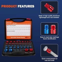 44pcs Inch & Metric Set Nut & Bolt Thread Checker Identifier Thread Gauges Box