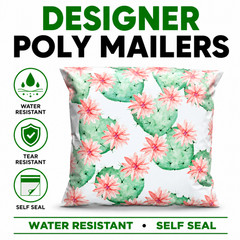 Flowering Cactus Poly Mailers 10×13 Designer Shipping Bags Self Seal Boutique